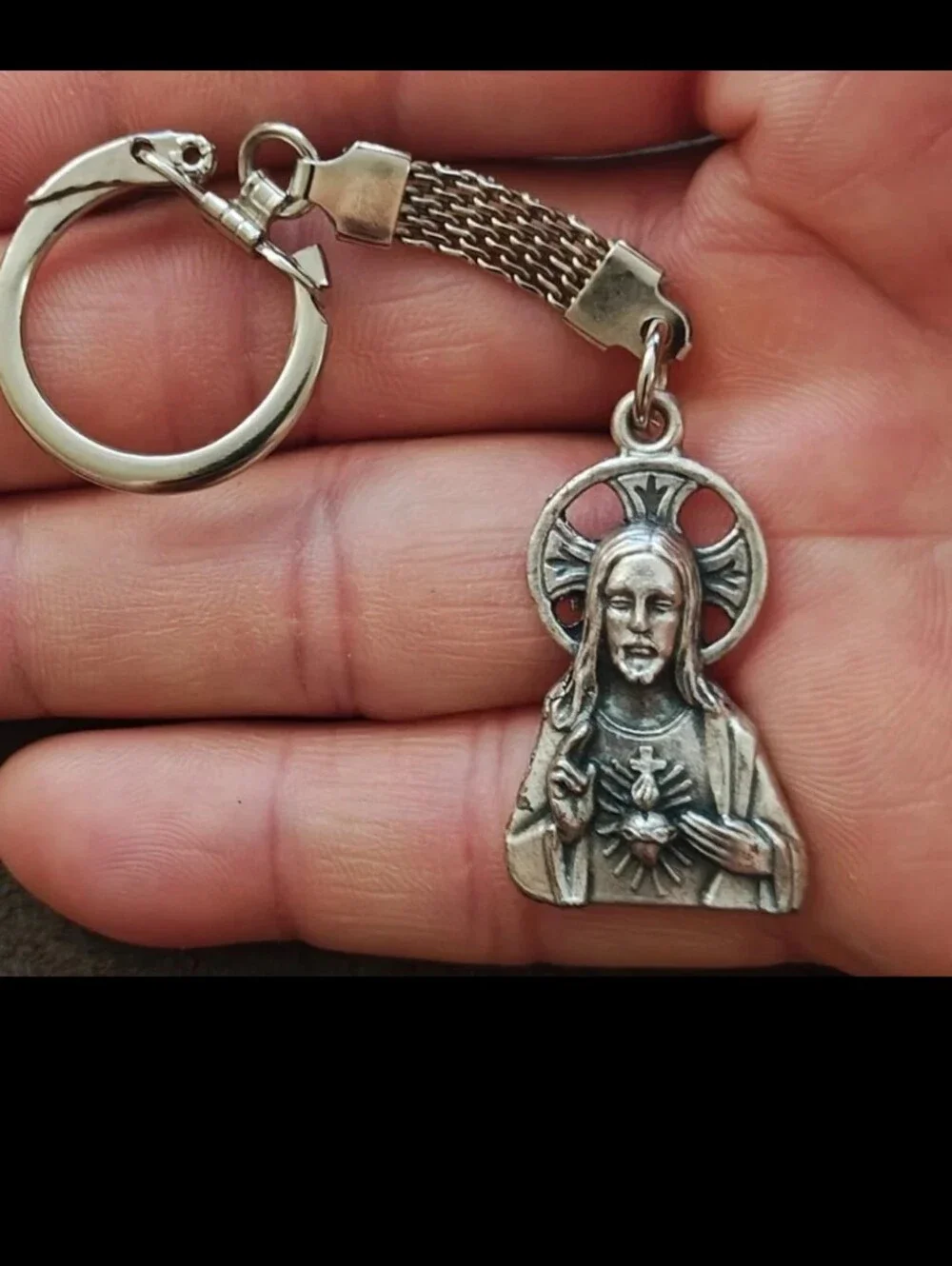 1960s/70s Sacred Heart of Jesus Pewter Keychain